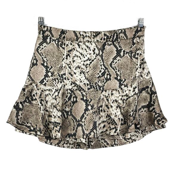 NWOT PARADISE USA Skort L Waist 31” Snakeskin Brown Flounce Zip Polyester - Picture 1 of 8